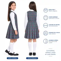 Jardinera Colegio Carlos Albán Holguín, vista lateral y espalda con pliegues uniformes