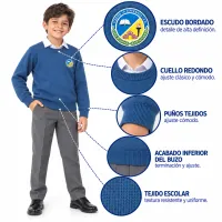 Saco Colegio La Esperanza, cuello redondo y acabado inferior del buzo