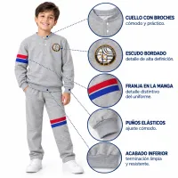 Sudadera Colegio CEDID San Pablo, gris con escudo bordado y puños elásticos