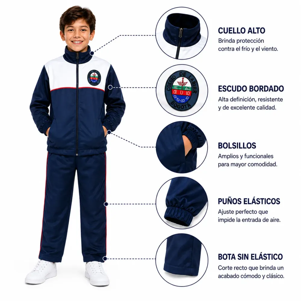 Sudadera en algodón del Colegio Pablo de Tarso, chaqueta con cuello alto y bolsillos